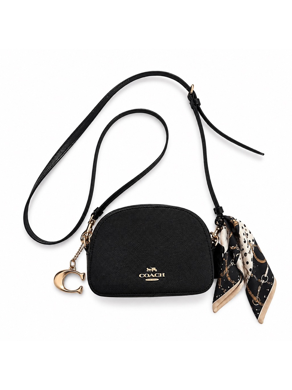 Coach Black Dome Crossbody Bag Gold Hardware Shoulder Purse